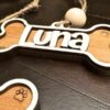 Reclaimed Wood Dog Bone Ornament Hanging Charm customized-luna