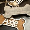 Reclaimed Wood Dog Bone Ornament Hanging Charm customized with name-axie