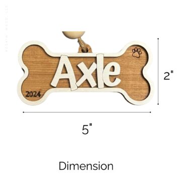 Reclaimed Wood Dog Bone Ornament Hanging Charm customized with name-size