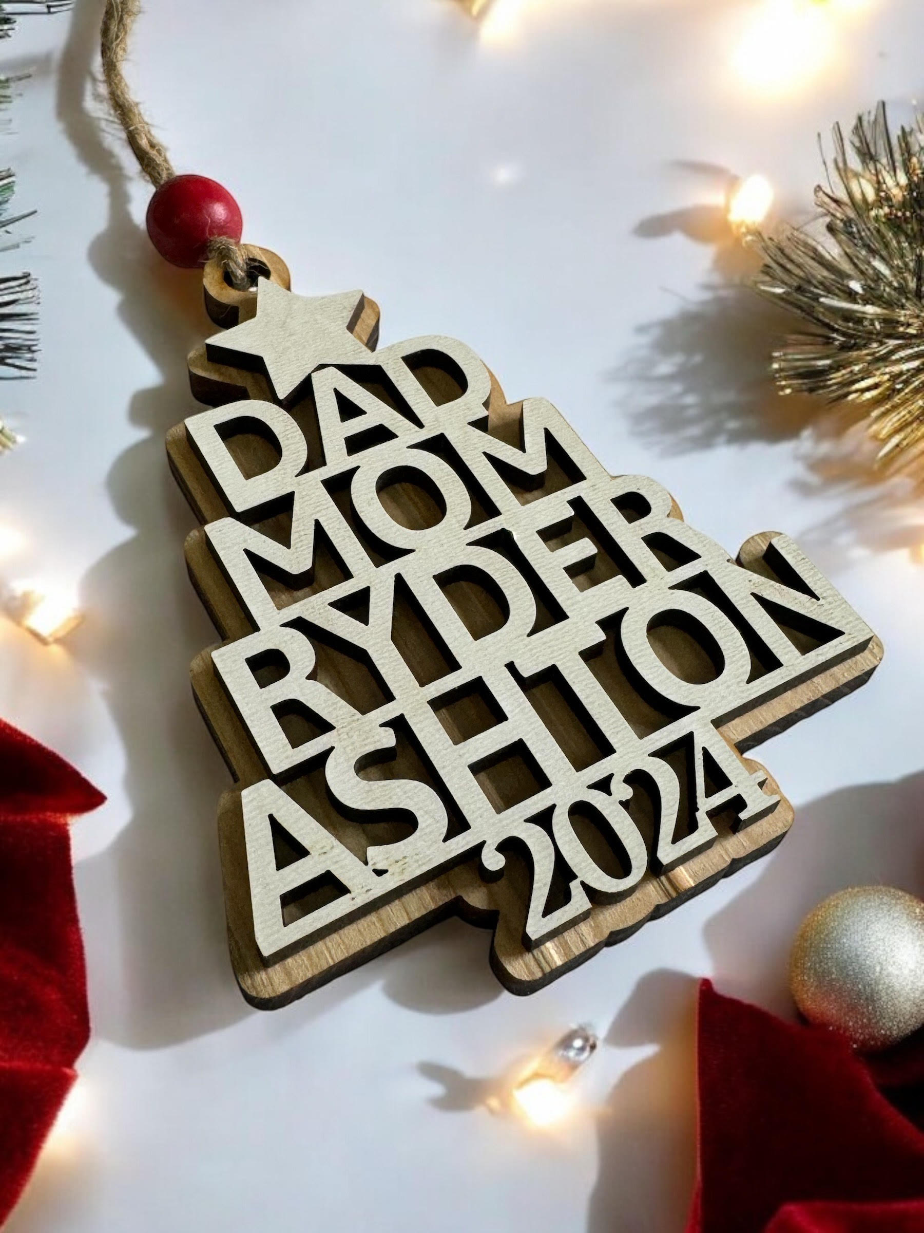 Customizee Rustic Christmas Tree Ornament for Festive-3