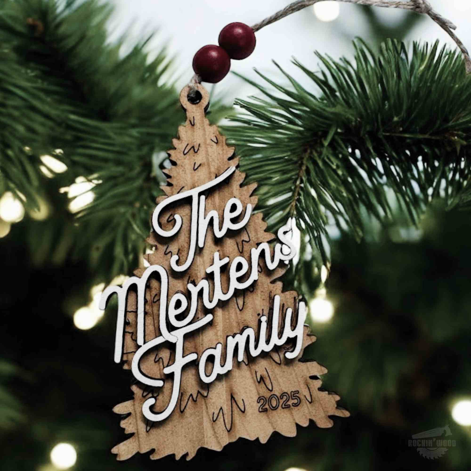 Customized 2 Layer Christmas Tree Ornament Engraved on Reclaimed Wood (Wooden Decoration Gift)