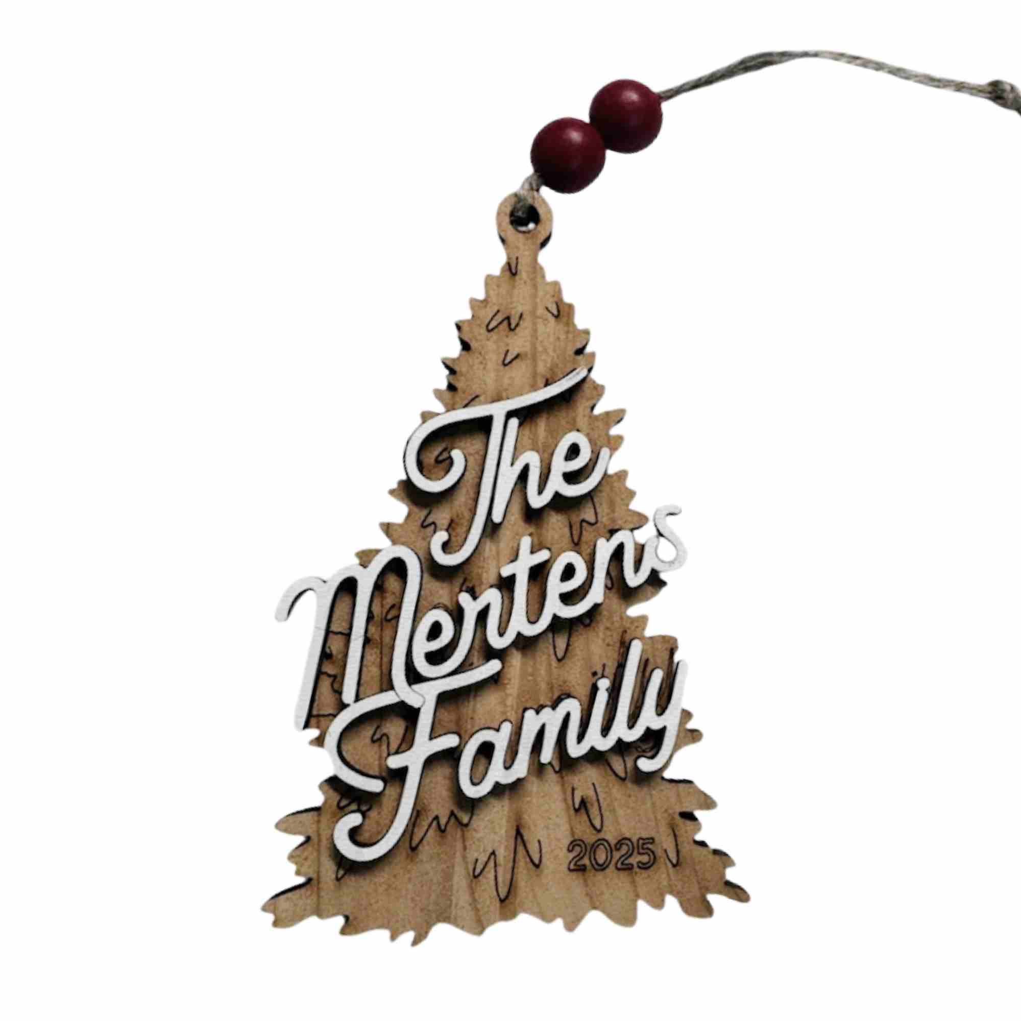 Customized 2 Layer Christmas Tree Ornament Engraved on Reclaimed Wood (Wooden Decoration Gift)