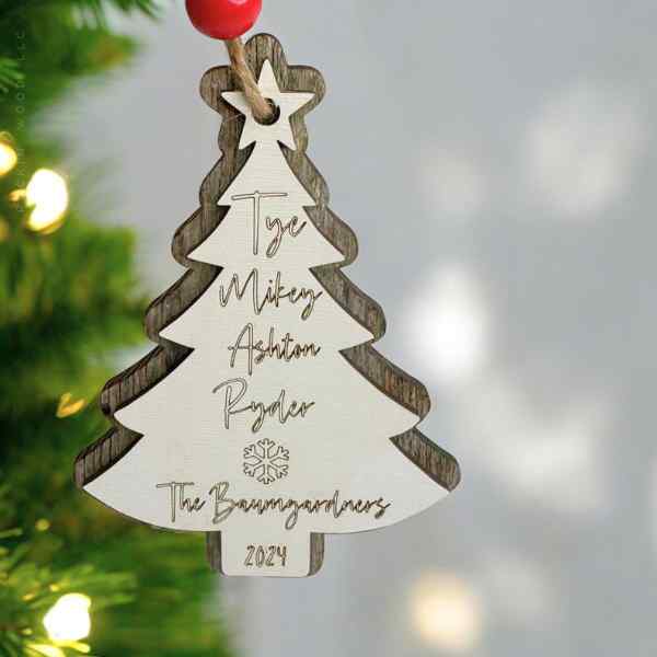 Customized Engraved Family Christmas Tree Ornament