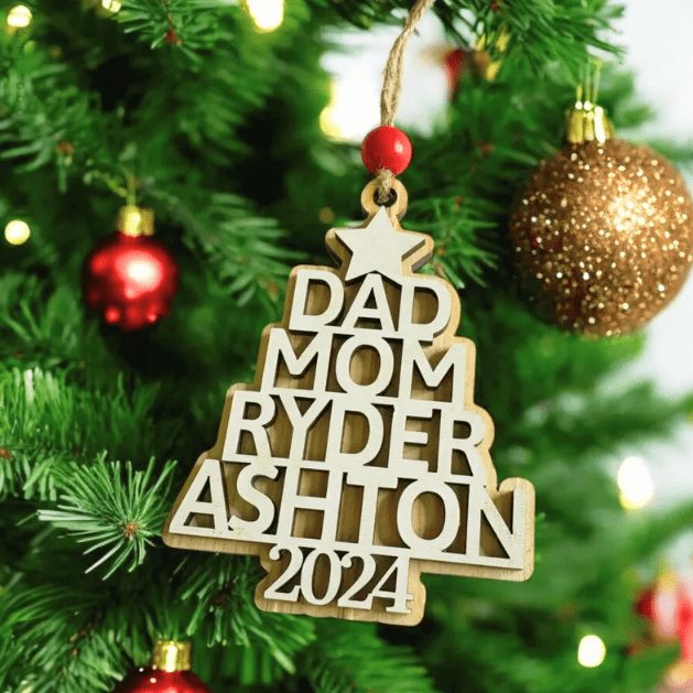 Customized Rustic Christmas Tree Ornament | Personalized Reclaimed Wood Decor