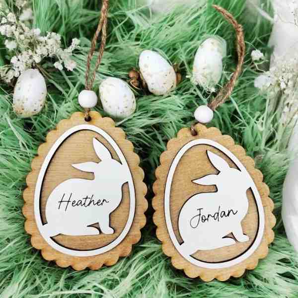 aster Egg Basket Tag made on reclaimed wood with Bunny Design-4