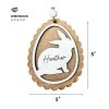 Custom Scalloped Easter Egg Basket Tag made on reclaimed wood with Bunny Design-size