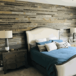 Bedroom with Wood wall planks